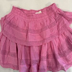 loveshackfancy pink ruffle skirt